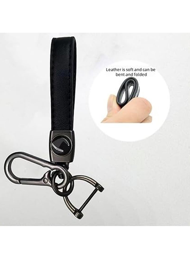 2-Pack Ford Logo Genuine Leather Car Keychain Universal Keychain Ring Accessory Family Gift Suitable for Men and Women （Black）  - Image 3
