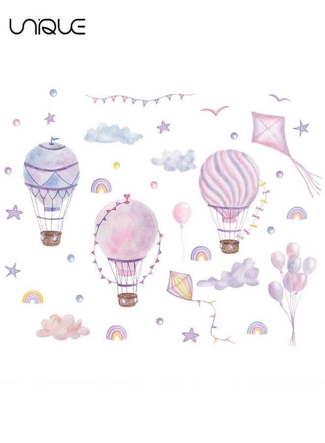 Unique Cartoon Painted Hot Air Balloon Wall Stickers - Kite Cloud Balloon Wall Sticker - DIY Movable Large Art Decoration, Peel & Paste, Fit for Kids, Baby Boys, Girls, Playroom Bedroom Deco - Image 5