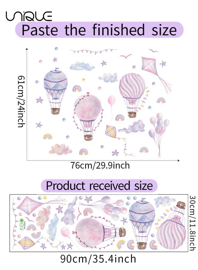 Unique Cartoon Painted Hot Air Balloon Wall Stickers - Kite Cloud Balloon Wall Sticker - DIY Movable Large Art Decoration, Peel & Paste, Fit for Kids, Baby Boys, Girls, Playroom Bedroom Deco - Image 2