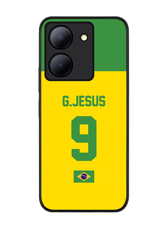 Stylizedd Rugged Black Edge case for Vivo Y36 / Vivo Y36 5G,Slim fit Flexible Cover - Football Team - Brazil, Player Name - G.Jesus - Image 1