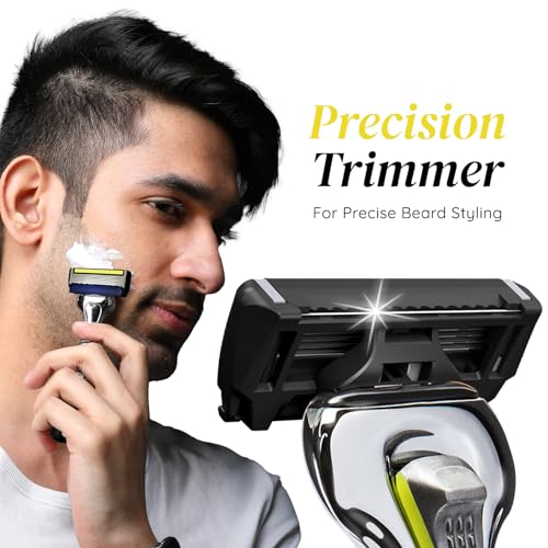 LetsShave Pro 6 Advance Manual Shaving Razor Blades Refills (Cartridge), Pack of 10 + 2 Free, World's First 6-Blade & Precison Back Blade with Argan Oil & Aloe Vera Infused Moisture Bar, Blades for Men - Image 3