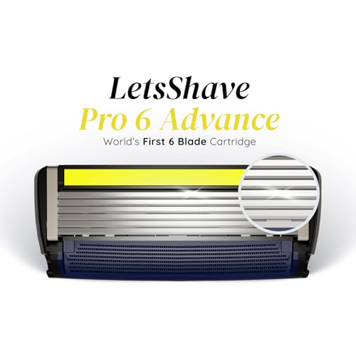 LetsShave Pro 6 Advance Manual Shaving Razor Blades Refills (Cartridge), Pack of 10 + 2 Free, World's First 6-Blade & Precison Back Blade with Argan Oil & Aloe Vera Infused Moisture Bar, Blades for Men - Image 2