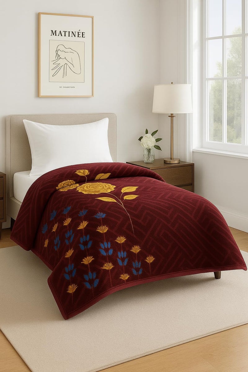 Nivasam Premium Single Bed Mink Blanket | 1.6 kg | Ultra-Soft | Plush & Warm | Modern Designer Winter Blanket for All Seasons (Crimson Elegance) - Image 1