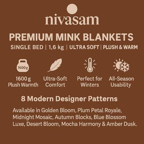 Nivasam Premium Single Bed Mink Blanket | 1.6 kg | Ultra-Soft | Plush & Warm | Modern Designer Winter Blanket for All Seasons (Crimson Elegance) - Image 4