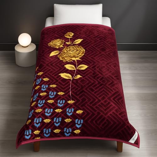 Nivasam Premium Single Bed Mink Blanket | 1.6 kg | Ultra-Soft | Plush & Warm | Modern Designer Winter Blanket for All Seasons (Crimson Elegance) - Image 2