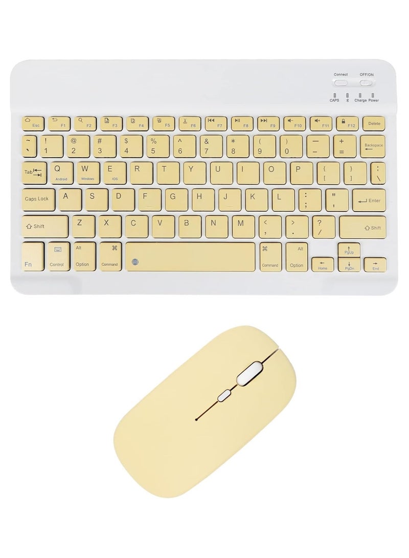 بيتشو مجموعة لوحة مفاتيح وماوس لاسلكية عالمية تعمل بالبلوتوث باللون الأصفر - Image 1