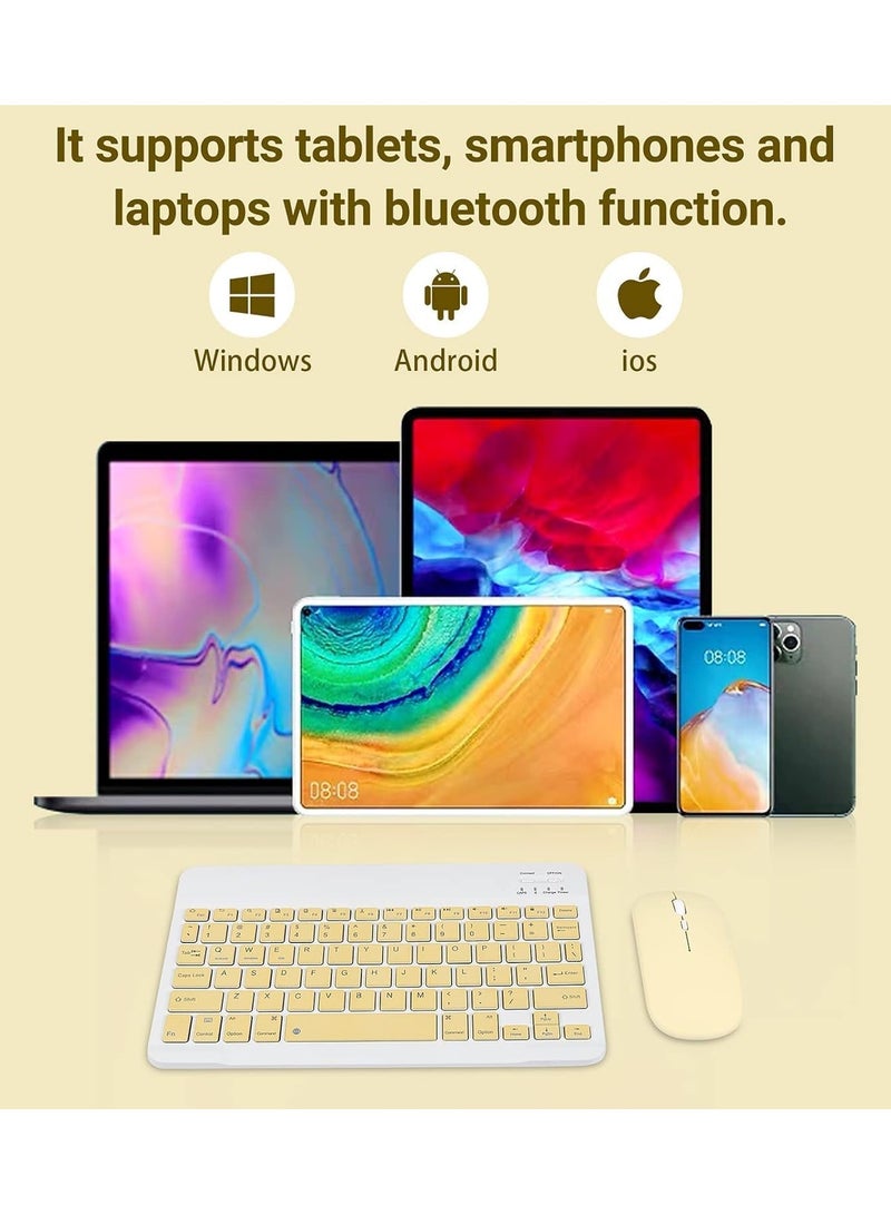 بيتشو مجموعة لوحة مفاتيح وماوس لاسلكية عالمية تعمل بالبلوتوث باللون الأصفر - Image 2