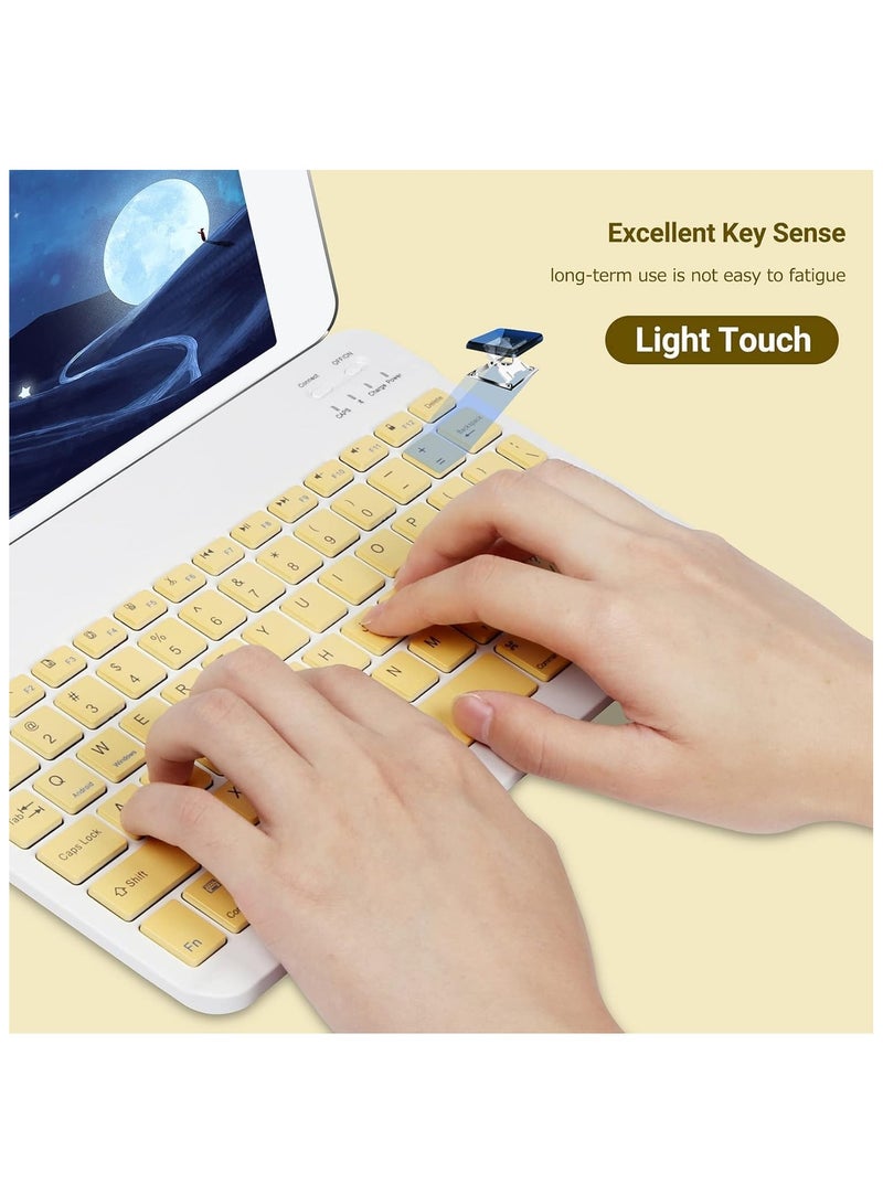 بيتشو مجموعة لوحة مفاتيح وماوس لاسلكية عالمية تعمل بالبلوتوث باللون الأصفر - Image 3