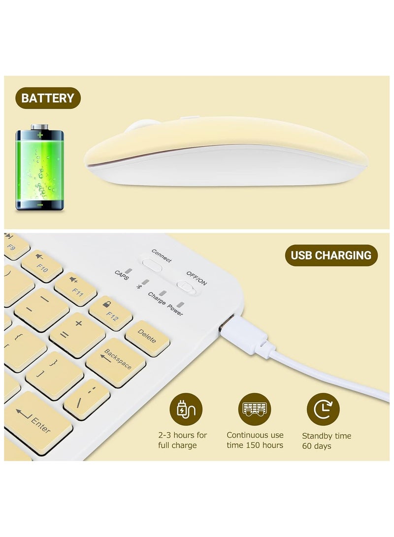 بيتشو مجموعة لوحة مفاتيح وماوس لاسلكية عالمية تعمل بالبلوتوث باللون الأصفر - Image 4