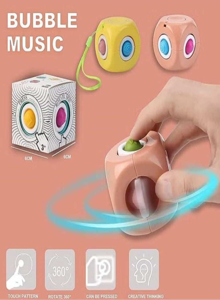 3 مكعبات جيروسكوبية لتخفيف الضغط والقلق، ألعاب فقاعات من السيليكون، ألعاب تململ يدوية للبالغين والأطفال، ألغاز حسية (بني/أكوا/أصفر) - Image 2