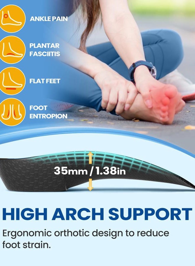 QBK 3/4 Arch Support Insoles for Women/Men, Orthotics Shoe Insoles High Arch Supports Shoe Insoles for Plantar Fasciitis, Flat Feet, Over-Pronation, Relief Heel Spur Pain，L - Image 3