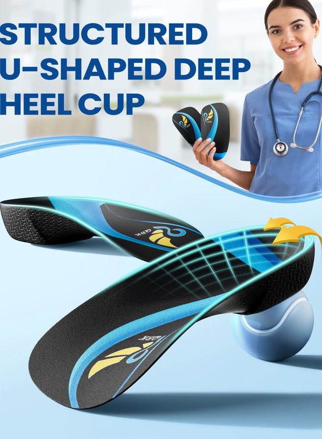 QBK 3/4 Arch Support Insoles for Women/Men, Orthotics Shoe Insoles High Arch Supports Shoe Insoles for Plantar Fasciitis, Flat Feet, Over-Pronation, Relief Heel Spur Pain，L - Image 4