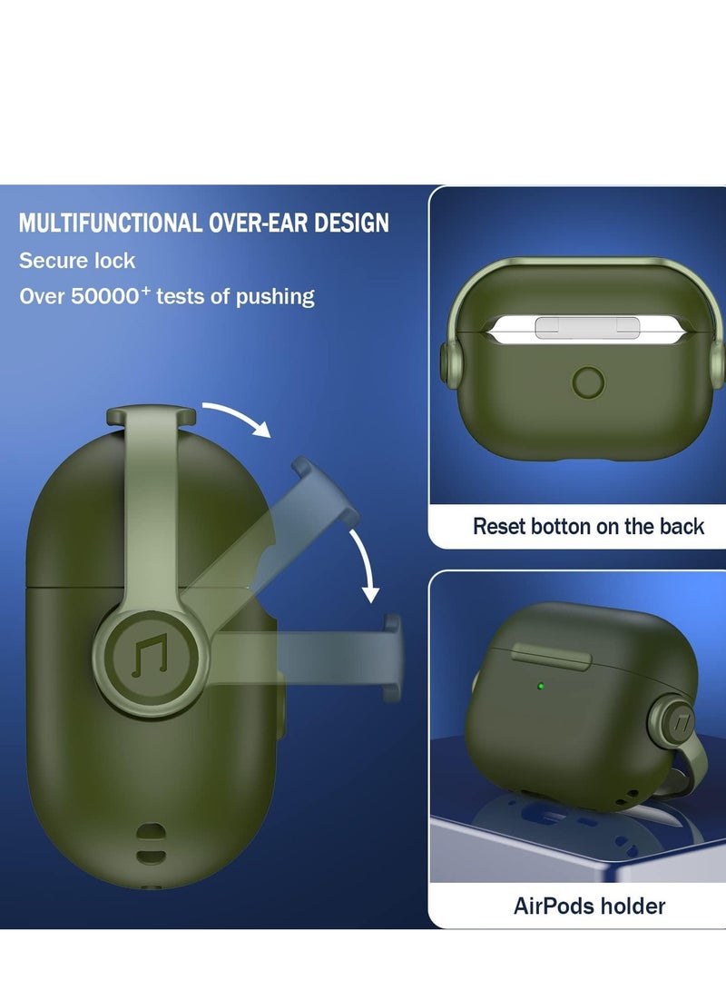 AirPods 3 Case Cover for Women Men, Unique Musician Headset Design, PC Material Protective Case with Keychain Compatible with Airpods 3rd Generation 2021 Green - Image 3