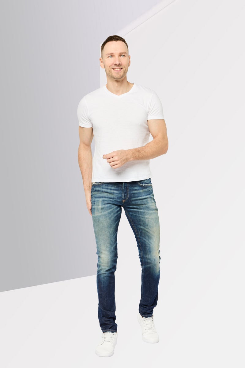 DIESEL جينز سليم فيت للرجال، مغسول وقابل للتمدد، أزرق - Image 3