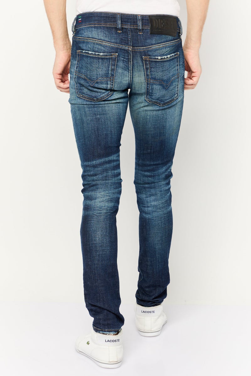 DIESEL جينز سليم فيت للرجال، مغسول وقابل للتمدد، أزرق - Image 2