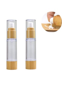 2Pcs 100Ml 3.4Oz Empty Plastic Airless Vacuum Pump Press Bottles Lotion Dispenser With Eco Bamboo Lid And Bottom Travel Makeup Cosmetic Containers Jar Vials For Emulsion Essence Serum - pzsku/Z352C8BD510E27677A8FAZ/45/_/1706506161/ba216c77-4263-4576-bbbc-ae8746d1d080