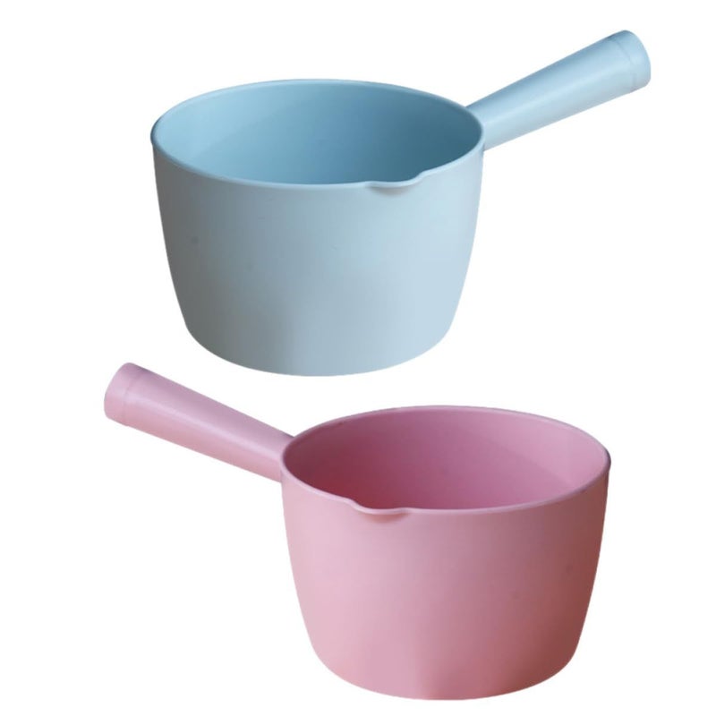 Large Plastic Water Ladle Set 2 Pack Blue Pink for Kitchen Bathing and Watering - Image 2