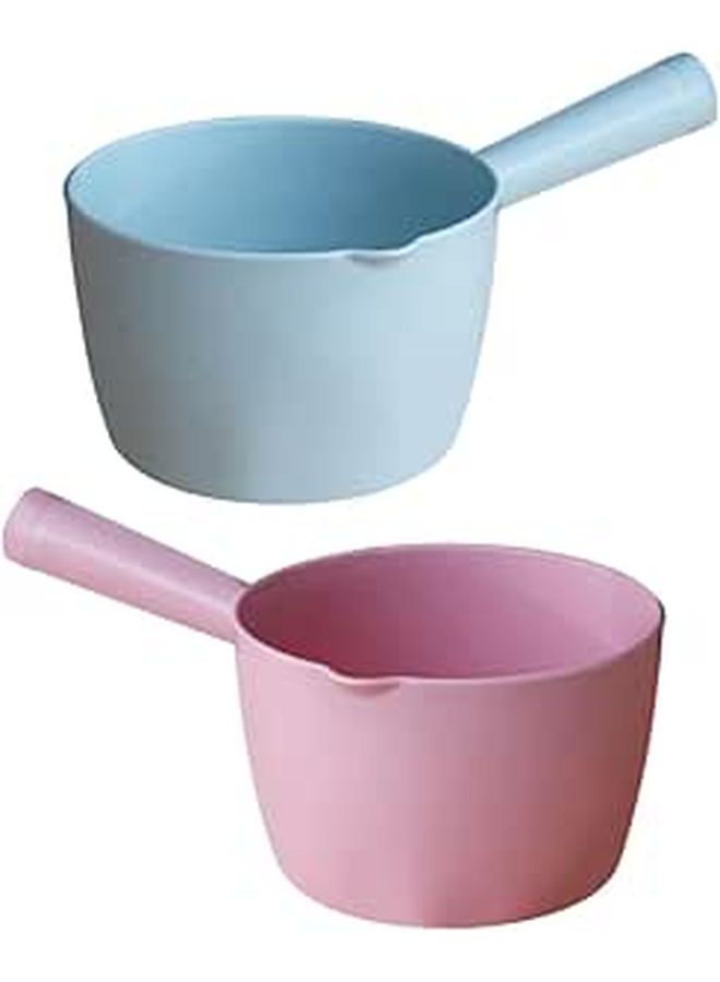Large Plastic Water Ladle Set 2 Pack Blue Pink for Kitchen Bathing and Watering - Image 1