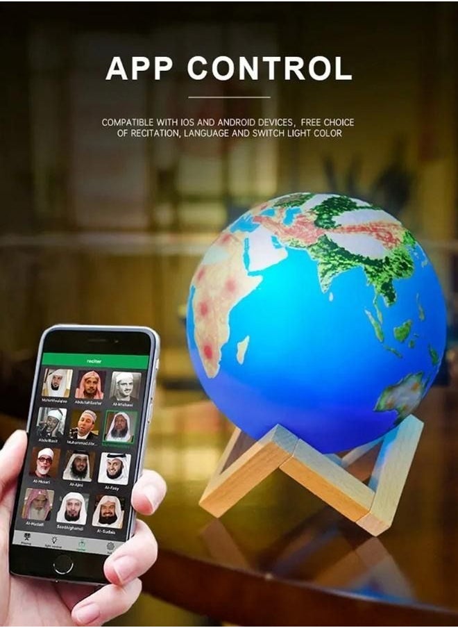SQ-172 Earth Lamp Bluetooth Quran Speaker Portable Touch Control App Control Remote Control Wireless Quran Player Night Light