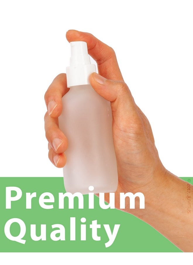 JUVITUS 4 Oz / 120 Ml Frosted Clear Glass Boston Round Bottle With White Treatment Pump (24 Pack) Refillable Empty Storage Containers  - Image 3