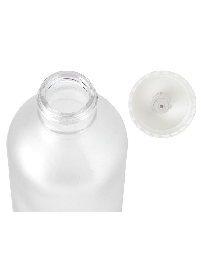 JUVITUS 4 Oz / 120 Ml Frosted Clear Glass Boston Round Bottle With White Treatment Pump (24 Pack) Refillable Empty Storage Containers  - Image 5