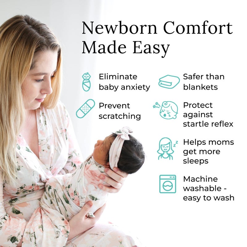 Posh Peanut Swaddle Blanket & Headband Set â€“ Viscose from Bamboo Stretchy Baby Swaddle for Newborn Girls, Receiving Blanket or Nursing Cover - Image 5