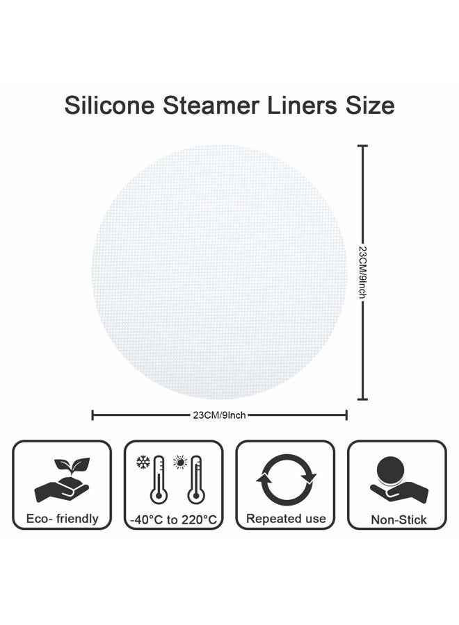 Patelai 12 Pieces 9 Inch Silicone Steamer Liners Non-stick Silicone Steamer Mesh Round Dumplings Buns Mat Steamed Pad Baking Pastry Dim Sum Mesh for Home Kitchen Use - Image 2