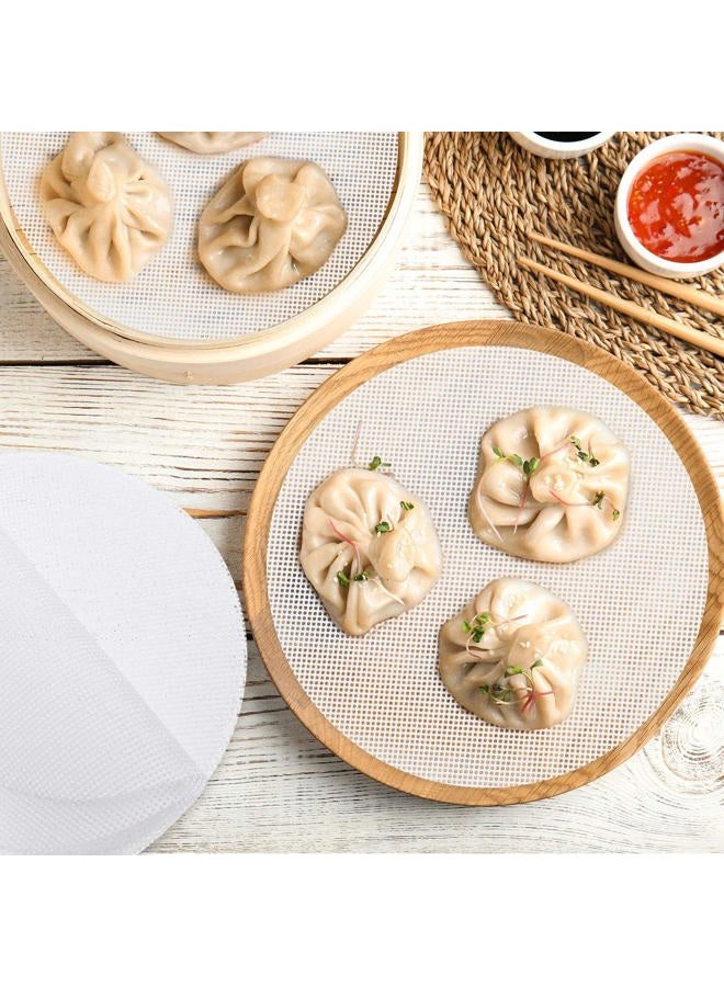 Patelai 12 Pieces 9 Inch Silicone Steamer Liners Non-stick Silicone Steamer Mesh Round Dumplings Buns Mat Steamed Pad Baking Pastry Dim Sum Mesh for Home Kitchen Use - Image 4