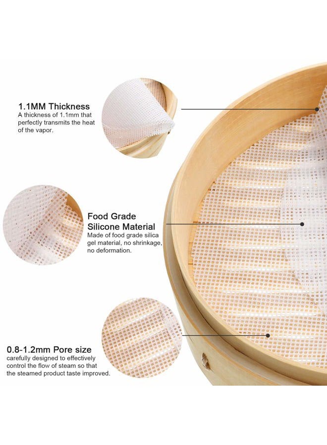Patelai 12 Pieces 9 Inch Silicone Steamer Liners Non-stick Silicone Steamer Mesh Round Dumplings Buns Mat Steamed Pad Baking Pastry Dim Sum Mesh for Home Kitchen Use - Image 3
