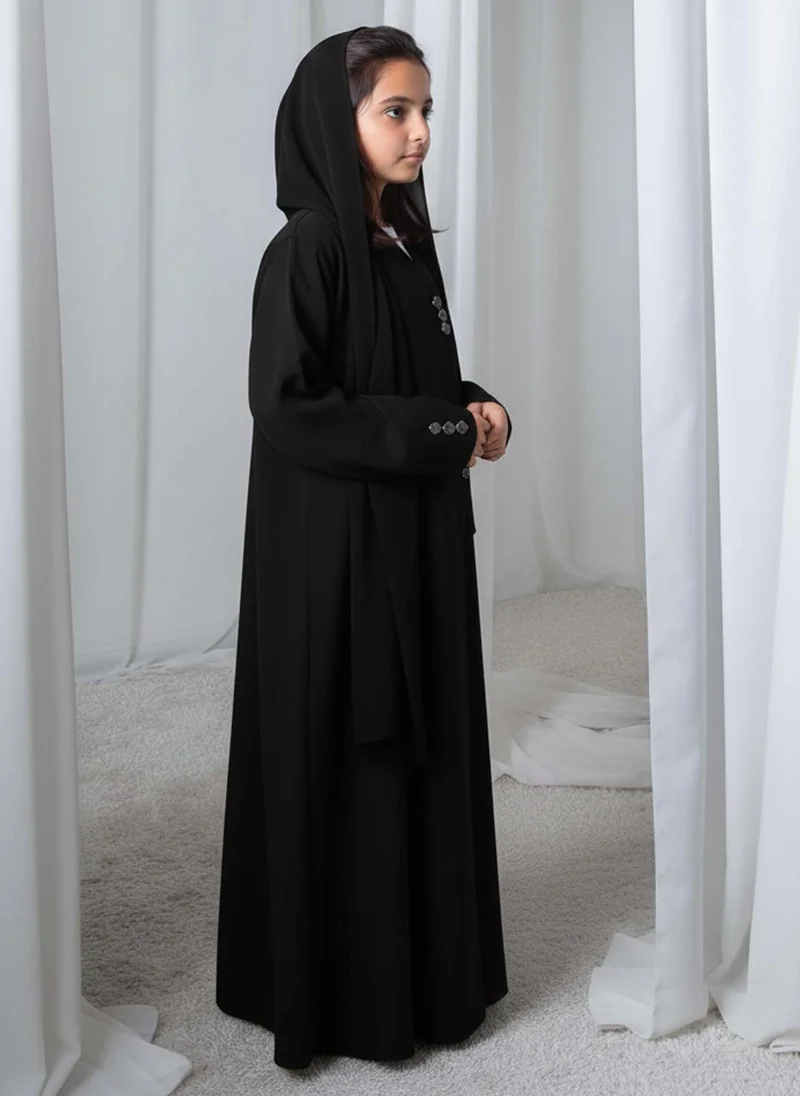 MSquare Fashion Kids Abaya With Sheila  Elegant Black Barbie Crepe Modest Wear for Girls