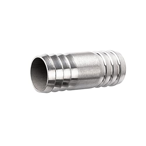 Pysrych Stainless Steel 304 Hose Barb Fitting Union 1" Barbed x 1" Barbed Splicer Mender Coupler with Hose Clamp (Pack of 2) - Image 3