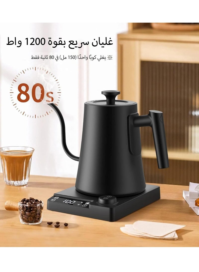 إبسون غلاية قهوة V60 سعة 1 لتر مزودة بتحكم حراري، إبريق كهربائي برقبة إوز (فوهة رفيعة للتنقيط)، بقوة 1200 واط، إعدادات بدقة 1°م، وظيفة حفظ الحرارة لمدة 24 ساعة، مؤقت تنقيط، وحماية من الغليان الجاف. - Image 3