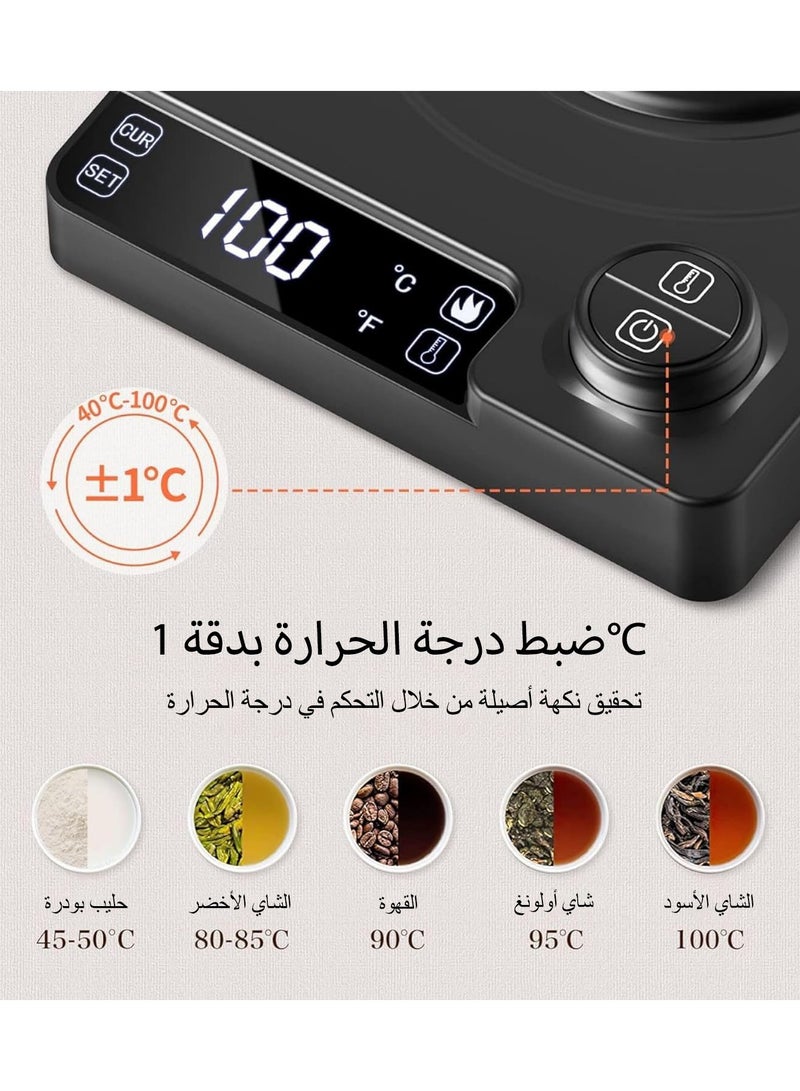 إبسون غلاية قهوة V60 سعة 1 لتر مزودة بتحكم حراري، إبريق كهربائي برقبة إوز (فوهة رفيعة للتنقيط)، بقوة 1200 واط، إعدادات بدقة 1°م، وظيفة حفظ الحرارة لمدة 24 ساعة، مؤقت تنقيط، وحماية من الغليان الجاف. - Image 2