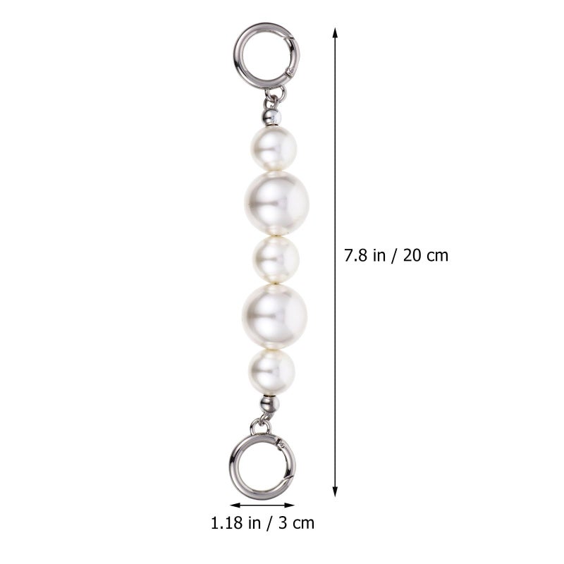 Adjustable Imitation Pearl Handbag Strap Replacement with Silver Buckle Chain Extender - Image 3