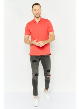 GAP Men Regular Fit Plain Short Sleeves Polo, Red  - Image 3