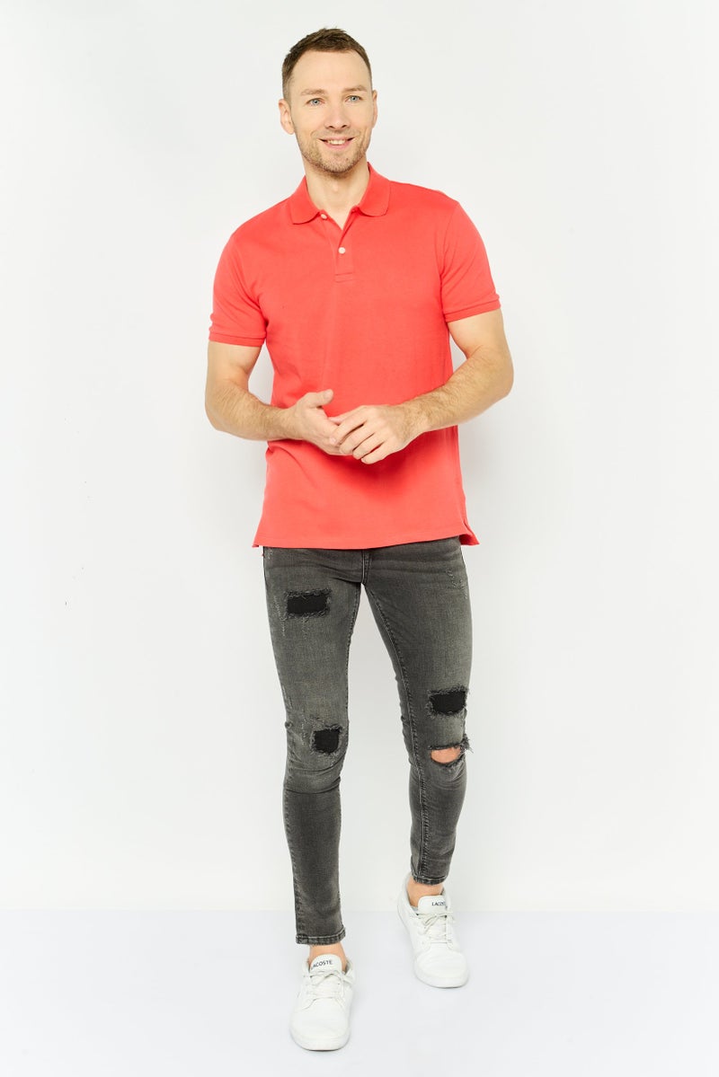GAP Men Regular Fit Plain Short Sleeves Polo, Red - Image 3