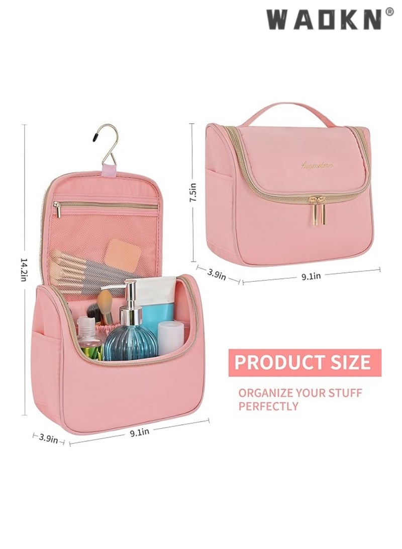 دبليو أيه أو كي أن ماكياج حقيبة السفر مستحضرات التجميل حقيبة اليد المحمولة فتاة مستحضرات التجميل حقيبة للمرأة كبيرة مرحاض حقيبة المنظم، الوردي - Image 3