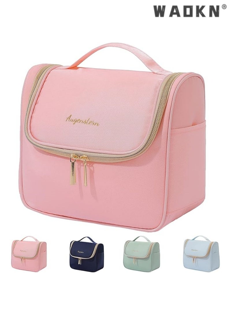دبليو أيه أو كي أن ماكياج حقيبة السفر مستحضرات التجميل حقيبة اليد المحمولة فتاة مستحضرات التجميل حقيبة للمرأة كبيرة مرحاض حقيبة المنظم، الوردي - Image 1