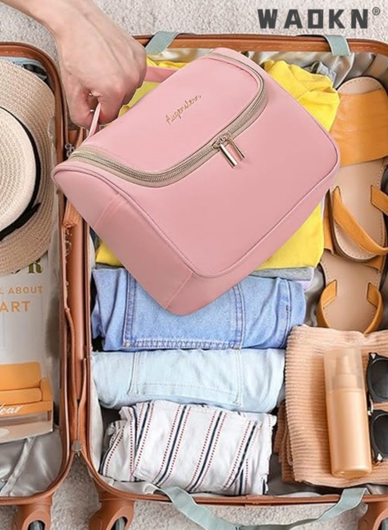 دبليو أيه أو كي أن ماكياج حقيبة السفر مستحضرات التجميل حقيبة اليد المحمولة فتاة مستحضرات التجميل حقيبة للمرأة كبيرة مرحاض حقيبة المنظم، الوردي - Image 5