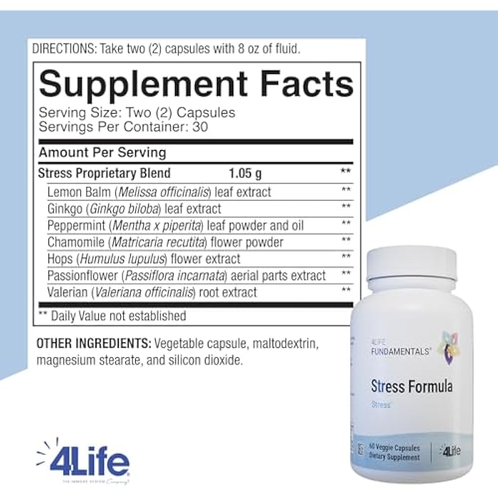 4Life Stress Formula, Dietary Supplement, Supports Nervous System and Sleep with Lemon Balm, Chamomile & Valerian Root, 60 Capsules - Image 2