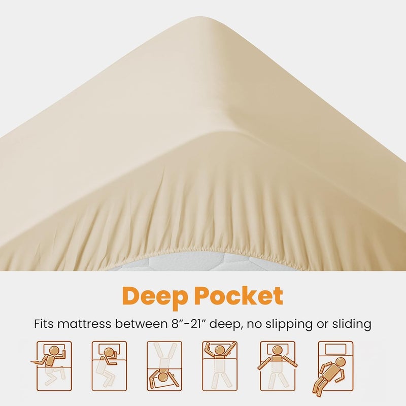 MATBEBY Twin Size Mattress Pad - Cooling Breathable Mattress Topper, Quilted Fitted Mattress Protector, Pillow Top Mattress Cover with 8-21" Deep Pocket, Soft, Machine Washable, Beige, 39x75 Inches - Image 4