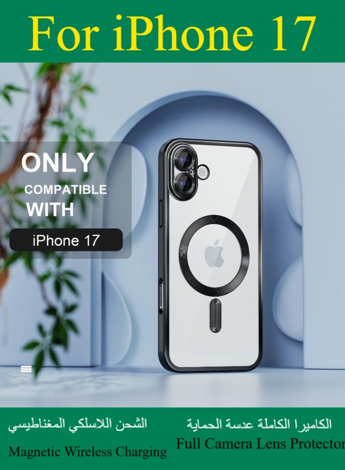 Dili Apple Black Case iPhone 17  Magsafe Case Compatible with MagSafe [Never Yellowing] [Military Grade Drop Protection] Full Camera Lens Protector Plating Soft Clear Phone Case for Women and Men Cover - Image 1