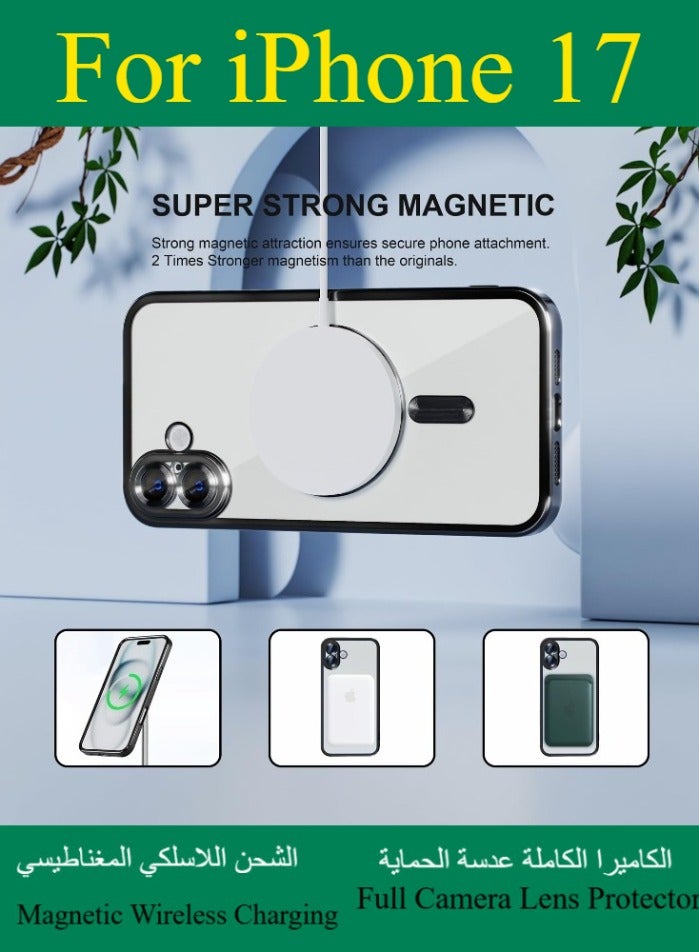 Dili Apple Black Case iPhone 17  Magsafe Case Compatible with MagSafe [Never Yellowing] [Military Grade Drop Protection] Full Camera Lens Protector Plating Soft Clear Phone Case for Women and Men Cover - Image 4