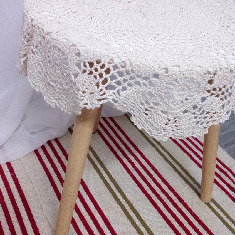 Laivigo New Crochet Crochet Lace Round Round Cloth Doilies Doily 27 Inch Beige - Image 4