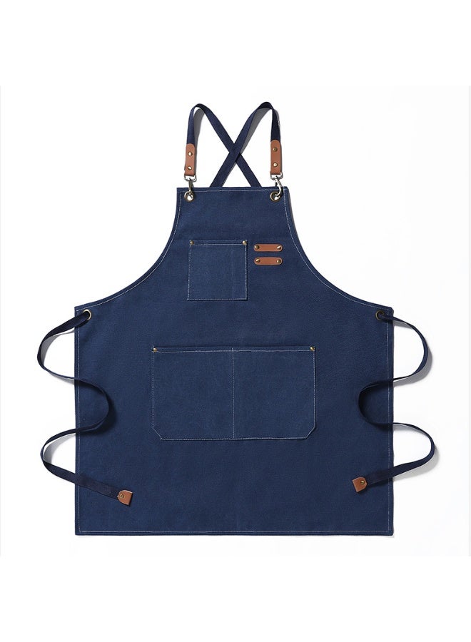 Thickened Canvas Denim Apron Home Barista Kitchen Restaurant Barber Work Apron Logo - Image 1