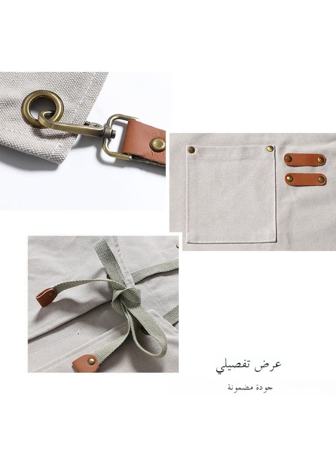 Thickened Canvas Denim Apron Home Barista Kitchen Restaurant Barber Work Apron Logo - Image 5