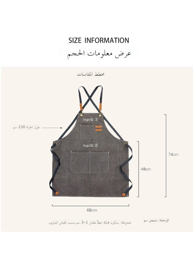 Thickened Canvas Denim Apron Home Barista Kitchen Restaurant Barber Work Apron Logo - Image 4