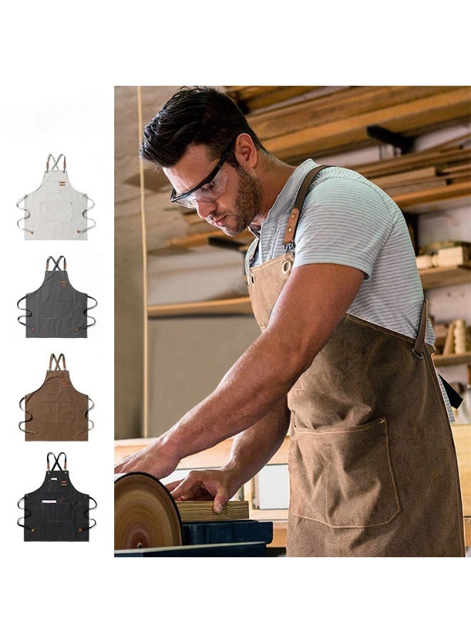 Thickened Canvas Denim Apron Home Barista Kitchen Restaurant Barber Work Apron Logo - Image 2