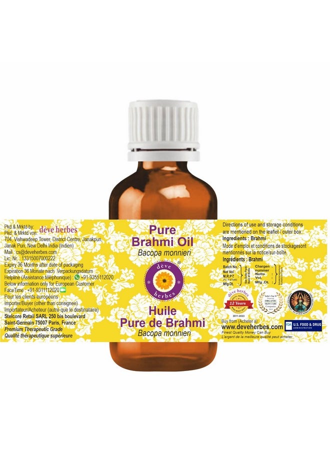 Deve Herbes - Pure Brahmi Oil (Bacopa Monnieri) Natural Therapeutic Grade 10Ml - Image 1