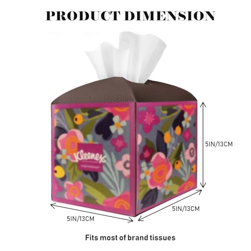PARIERIS Tissue Box Cover Holder Square Tissue Cube Cover PU Leather Tissue Organizer with Bottom Belt for Bathroom, Tabletop, Car, Night Stands, Office, Home, Kitchen (1, CoffeeBrown) - Image 5